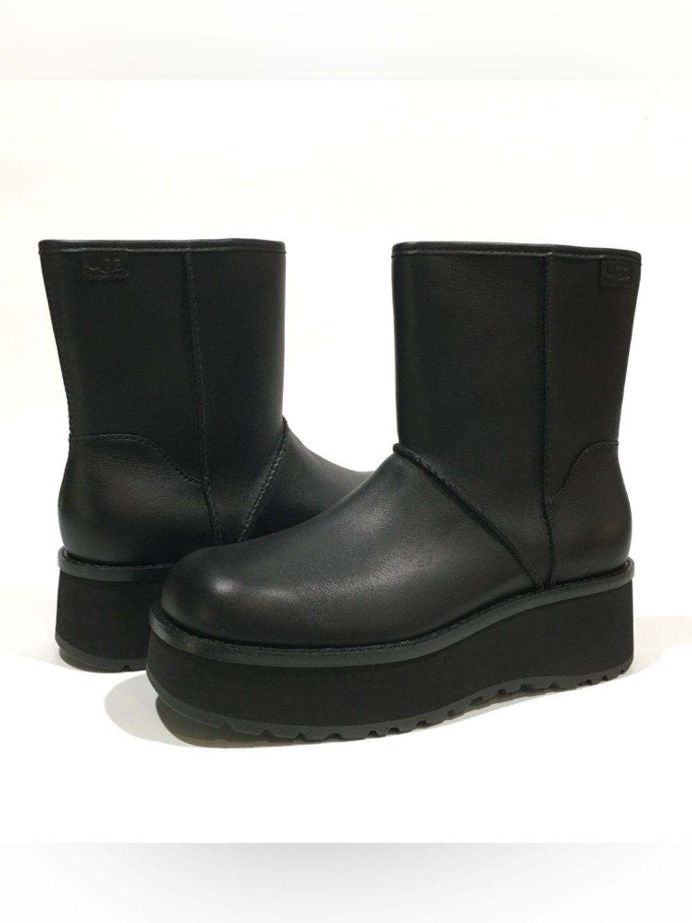 UGG Cityfunc Mid Platform Boots -Black Leather -Women’s US 6.5-NIB